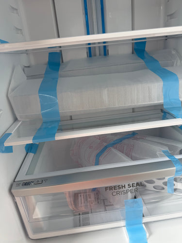 Transportation damaged Westinghouse 425 L Bottom Mount Fridge – White (WBE4302WCR)